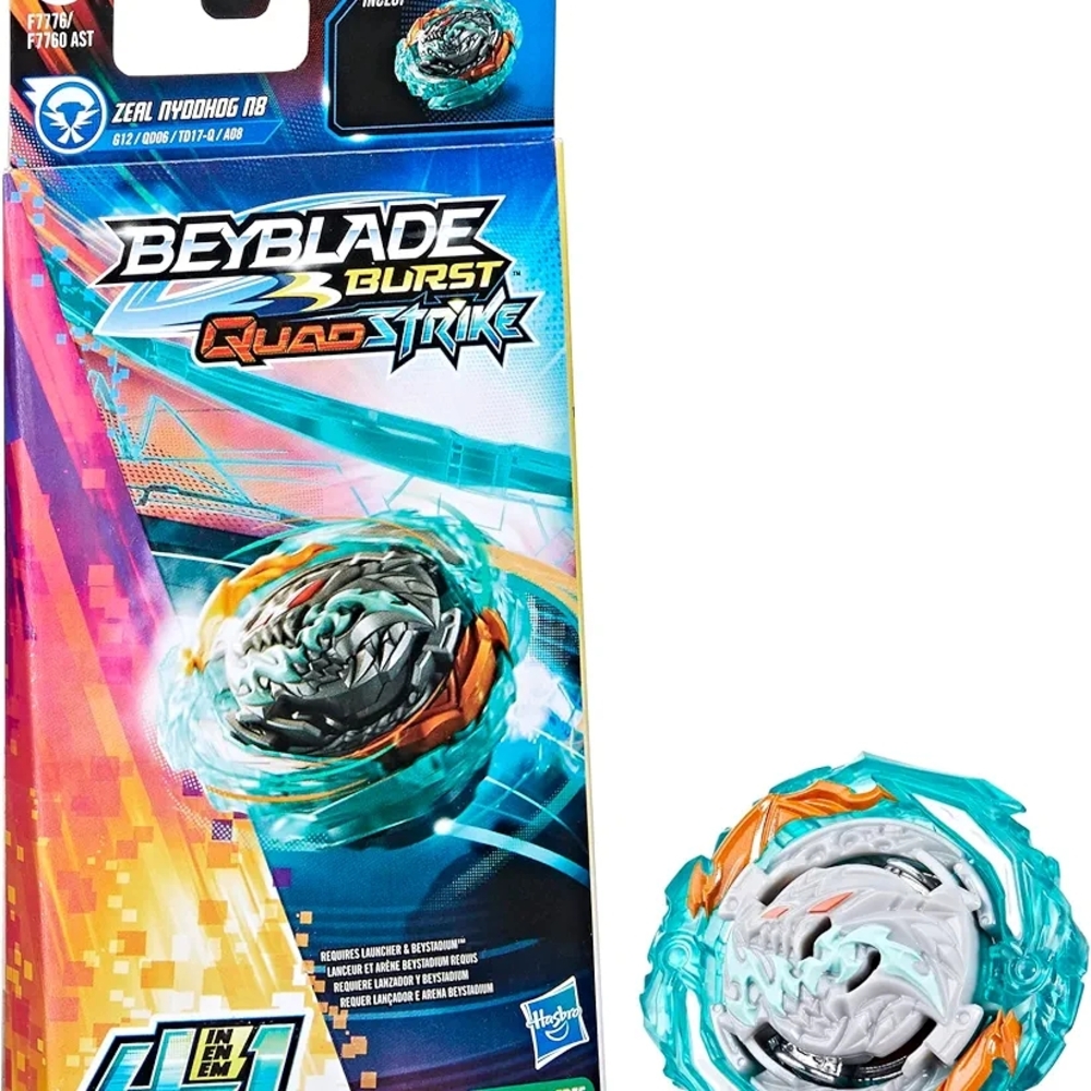 Beyblade Burst QuadStrike Zeal Nyddhog N8 Spinning Top Single Pack, Attack Type